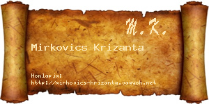 Mirkovics Krizanta névjegykártya
